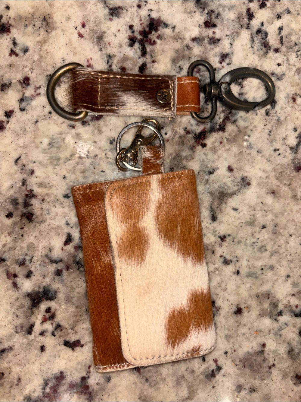 Cowhide wallet keychain set
